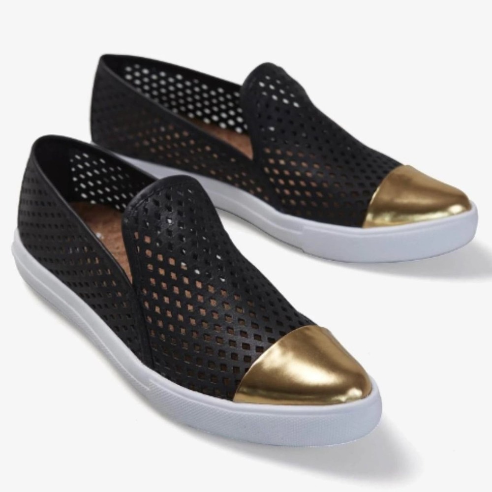 Jibs Slim slip-on sneakers Jet Black + Gold size 9